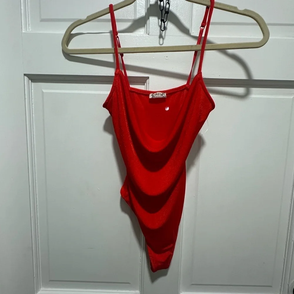 Free People Cowls in The Club Bodysuit Red Women’s Size XS Thong - Picture 2 of 7